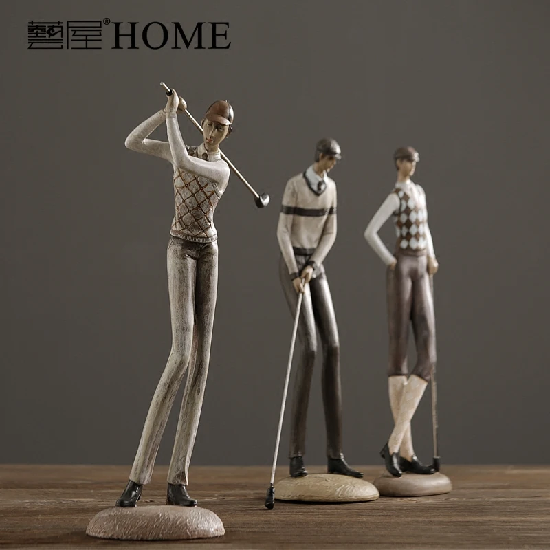 

American rustic style retro resin Golf gentleman model nordic home dcor furnishing ornaments luxury decoration for new home