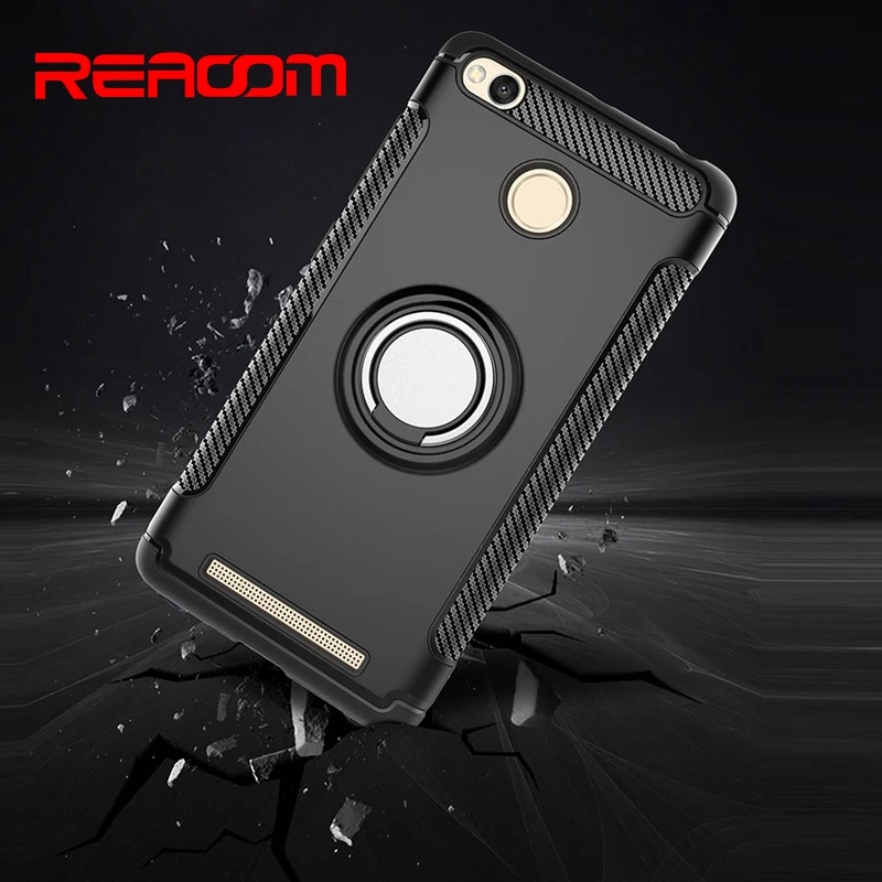 Reaoom Luxury Phone Case for Xiaomi Redmi 3S Soft Hard with Ring Business Back Cover Capa Funda |