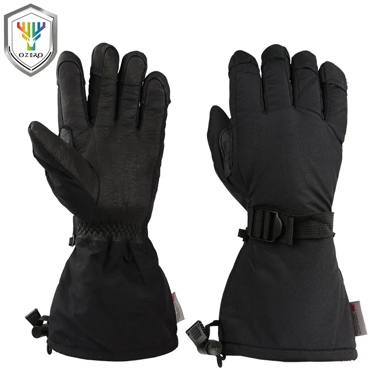 

OZERO Warm Gloves Winter Cowhide Leather Ski Skiing Snowboard Snowmobile Sports Motorcycle Riding Snow Ski For Men Woman 1017