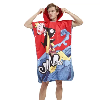 

little Monster Cartoon Printing Changing Robe Bath Towel Fashion Portable Outdoor Hooded Beach Towel Women Man Motion Towel