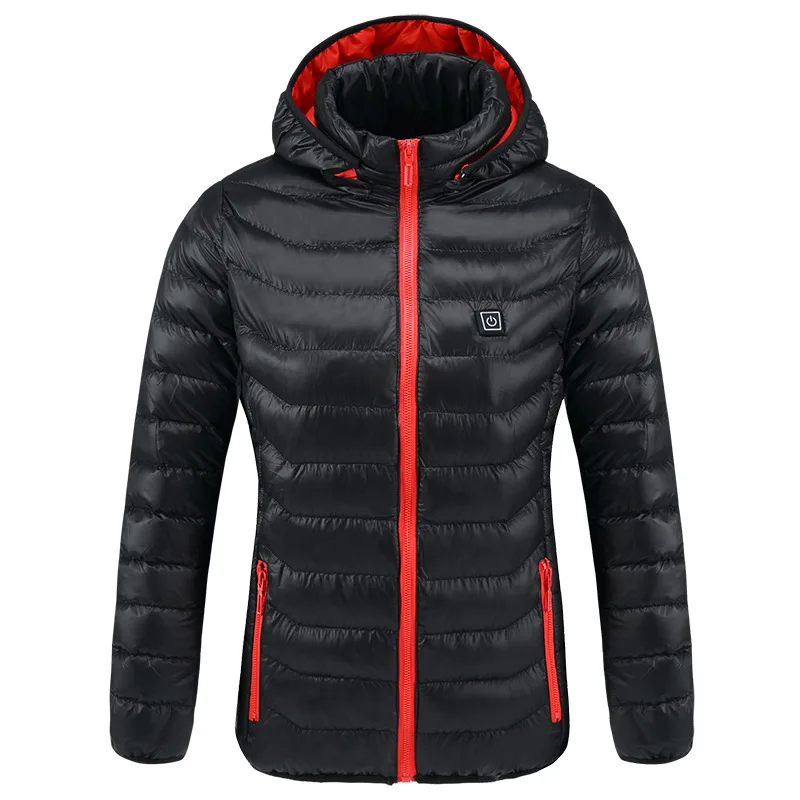 Теплый уличный жилет пальто для женщин и мужчин USB Электрический аккумулятор с длинными рукавами теплый жакет с капюшоном зимняя теплая одежда для катания на лыжах