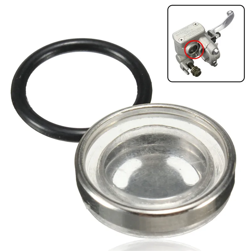 Cristal de visión de depósito de cilindro de freno Maestro de motocicleta de 18mm con junta de goma para palancas de embrague de freno de motocicleta Universal