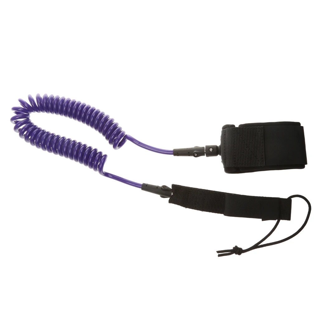 Purple Surfboard Longboard Surf Coil Paddle Leash with Neoprene Ankle C TPU Surfing Accessories for Men Women 10' x 0.28" 4 Colors - Цвет: Purple