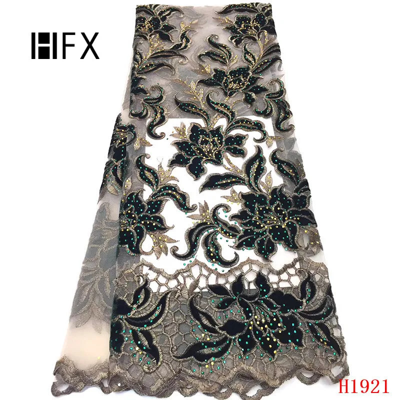

Green Net Lace Velvet Fabric With Stones African Lace Fabric 2019 High Quality Nigerian Lace Fabrics For Women F1921