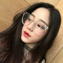 MINCL/кошка макияж Прозрачный плоское зеркало очки кадр круглые очки модные женские очки для близорукости LXL