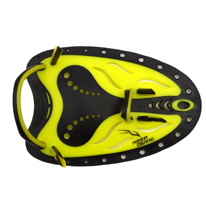 Профессиональные плавательные весла, тренировочные регулируемые силиконовые ручные перепончатые перчатки, ласты для начинающих, 1 пара - Цвет: Цвет: желтый
