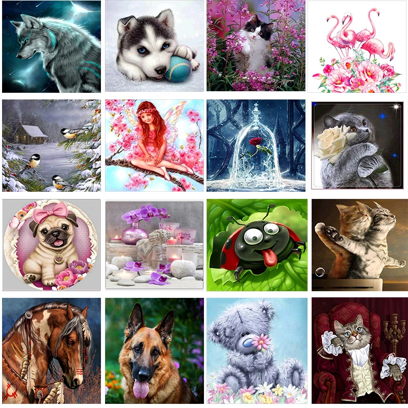 5D Diamond Painting Animals DIY Embroidery Cross Stitch Kit Mosaic Home Decor