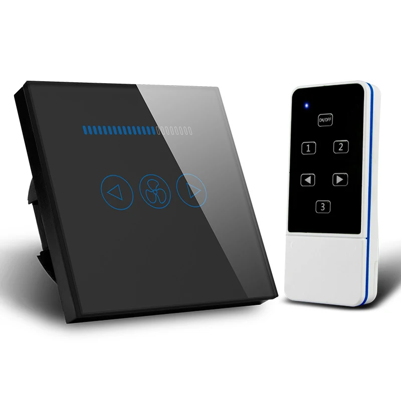 

Eu 3 Mode Remote Control Fans Switch 600W Speed Regulation Switch,Crystal Glass Panel Home Wall Switch Ac110-240V