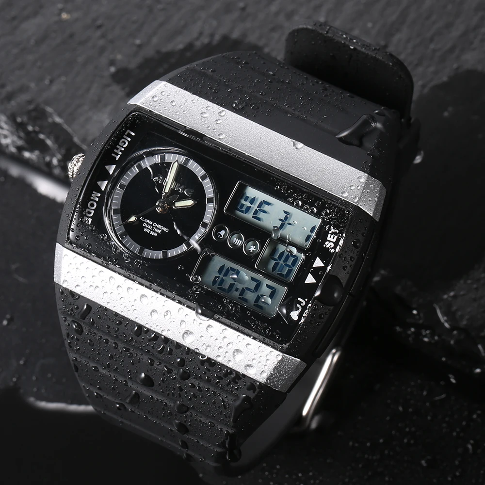 buy LED Sport Wristwatches Luxury Brand Men Sports Watches Digital 50m Water Resistant Relogio Left Hook Hand Water Resistant Watch