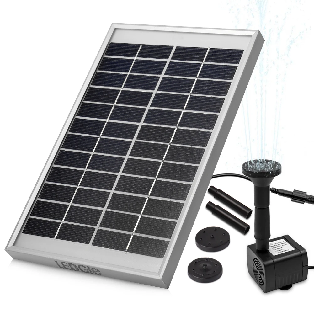 

LEDGLE 5W Solar Fountain Pump Garden Water Pump for Courtyard Panel Kit Solar Power Fountain Pool Pond Garden Landscape Aquarium