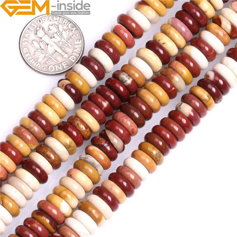 Желтый красный природных Mookaite Джаспер Heishi Rondelle Spacer DIY Loose бусы для изготовления ювелирных изделий Strand 1"