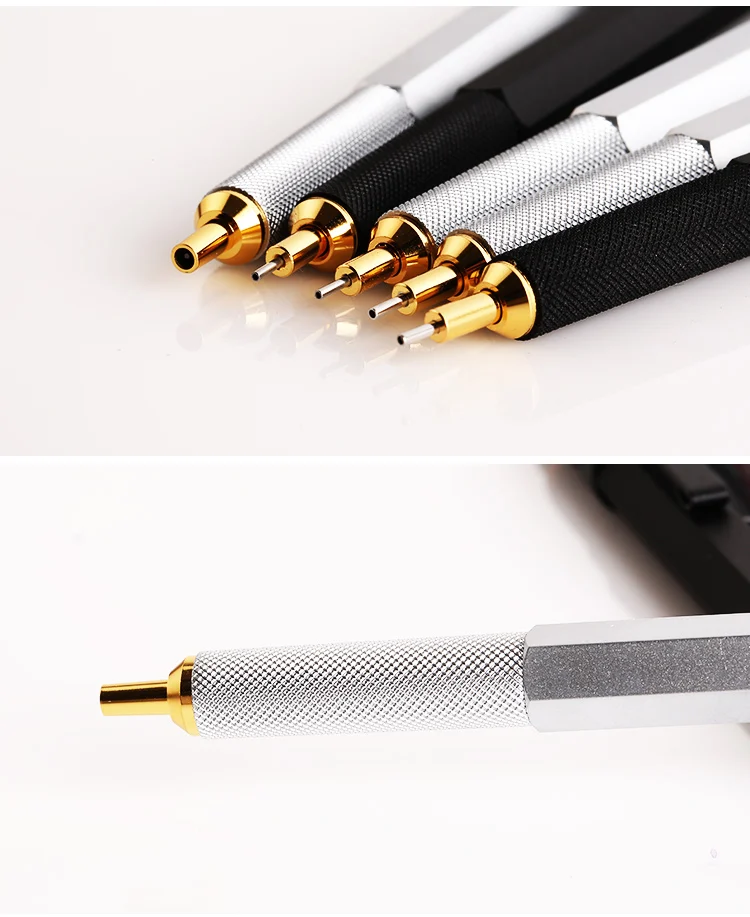 0.5 e 0.7mm de Metal Desenho a Lápis de Escrita Rotring 800 Mecânica Lápis Preto e prata Automático Lápis 6 preto prata lápis de desenho automático escrita