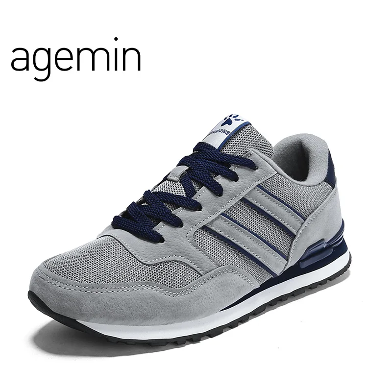 

Agemin Leather Casual Shoes Summer Breathable Soft Male Mesh Shoes For Men Adult Walking Casual Quality Light Net Footwear 2018