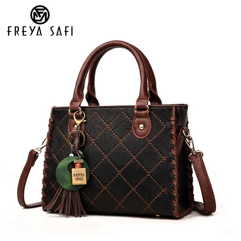 

Freya Safi Women New Design Handbag Plaid Tote Bag Female Shoulder Bags High Quality PU Leather Solid Lady's Crossbody Bags