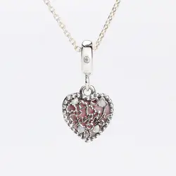 2019 Горячие S 925 стерлингового серебра розовый в форме сердца кулон бусины подходит браслет с подвеской «сделай сам» женские ювелирные