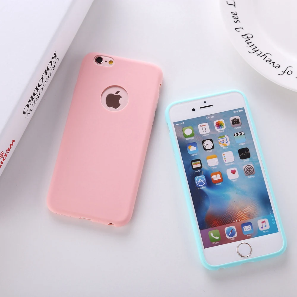 Solid Candy Color Matte Skin Case for iPhone 6S TPU Rubber Soft Back Cover for iPhone 6/6S Silicone Phone Case Bag 4.7 inch