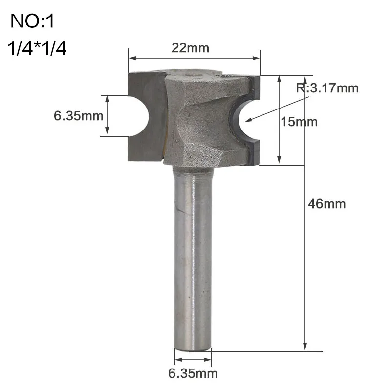 1 шт. полукруглый боковой резак бит фрезы 12,7 мм/6,35 мм SHK деревообрабатывающие Биты - Длина режущей кромки: NO1