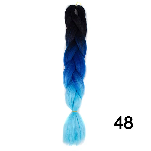 Шелковистые пряди, Омбре, высокотемпературное волокно, синтетические огромные косички, волосы для вязания крючком, косички для наращивания волос, 24 дюйма, 100 г - Цвет: 48