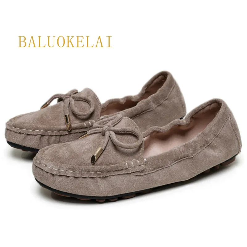 

Shoes Women Flock Women Flat Shoes Casual Loafers Slip On Butterfly-knot Women's Flats Shoes Moccasins Lady Driving Shoes,K-088