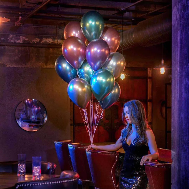 6 шт./лот металлический хромированный латексные шары толстый круглый и длинный металлический шарики для день рождения Свадебная вечеринка Декор надувные воздушные шары