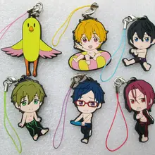 60 шт./партия Аниме бесплатно! Haruka Makoto Matsuoka Rei Nagisa цифры телефонные ремни мультфильм Q версия ПВХ Подвески 5 см