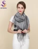 New Elegant Organza Silk Scarf Shawl Fashion 100% Mulberry Silk Silver Grey Female Long Scarves Autumn Winter Ladies Tassel Cape ► Photo 1/6