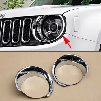 

Car Front Headlight Glossy Chrome Cover Trims Kits For Jeep Renegade (BU) 2015 2016 2017 2018 ABS Head Light Lamp Accessories