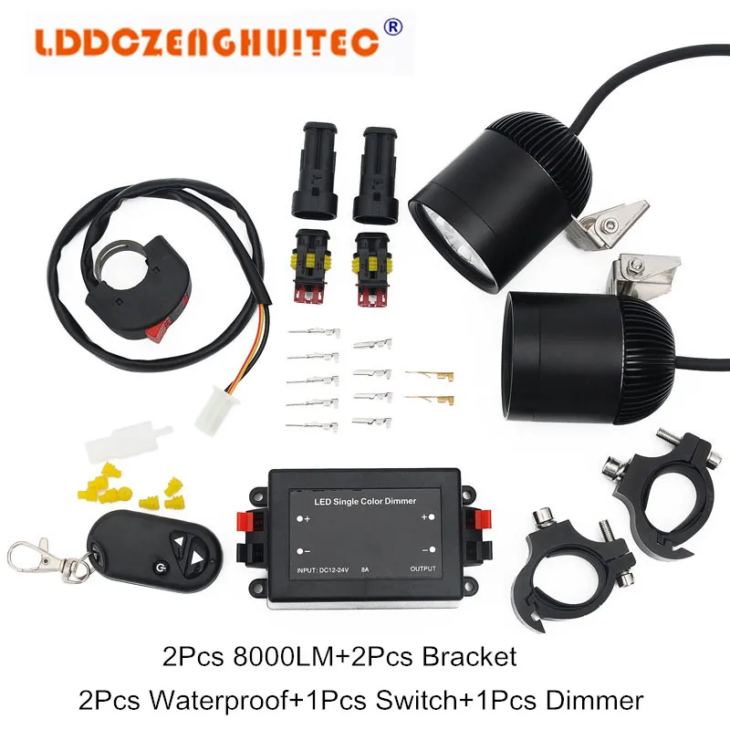 

LDDCZENGHUITEC Universal Motorcycle led Headlight Driving head light motorbike Decorative lamp DRL Offroad truck bicycle Moto