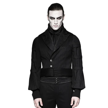 

Western Styles Velvet Collar Short Mini Suits Men Striped Waistcoats Gentleman Steampunk Waistcoats Black Red Striped Vest