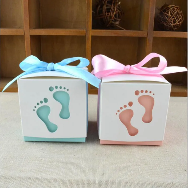 

Feet Laser Cut-out Baby Shower Favor Gift Candy Box gift Boxes For Boy Girl Party Favors Gift 12pcs