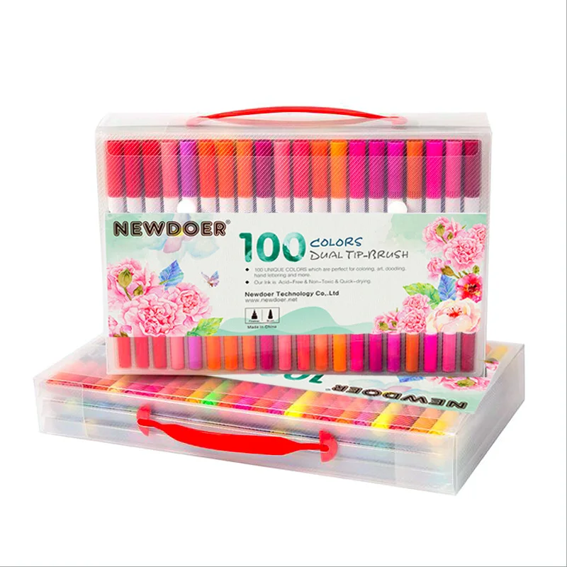 Двойные кончики кистей Маркер ручки Tanmit 0 4 Fineliners & кисть текстовыделитель набор