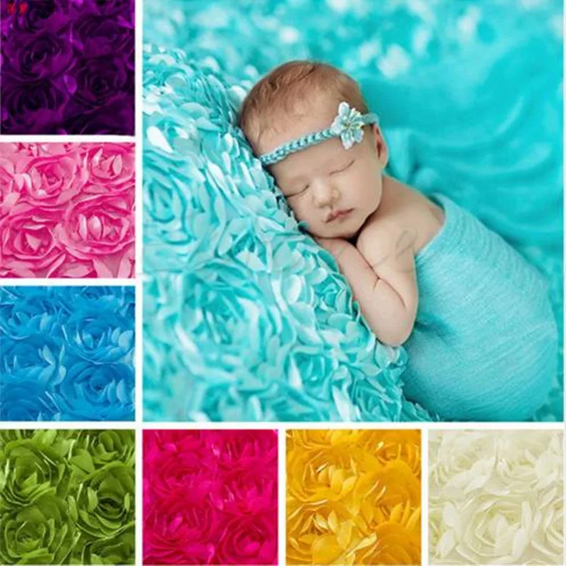 Top qualité nouveau-né bébé 3D photographie Photo accessoire Rose fleur toile de fond couverture tapis 11 couleur