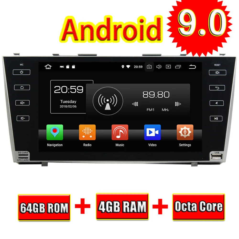 Topnavi Android 9,0 Автомагнитола плеер для Toyota CAMRY 2007 2008 2009 2010 2011 аудио радио gps навигации Octa Core NO DVD