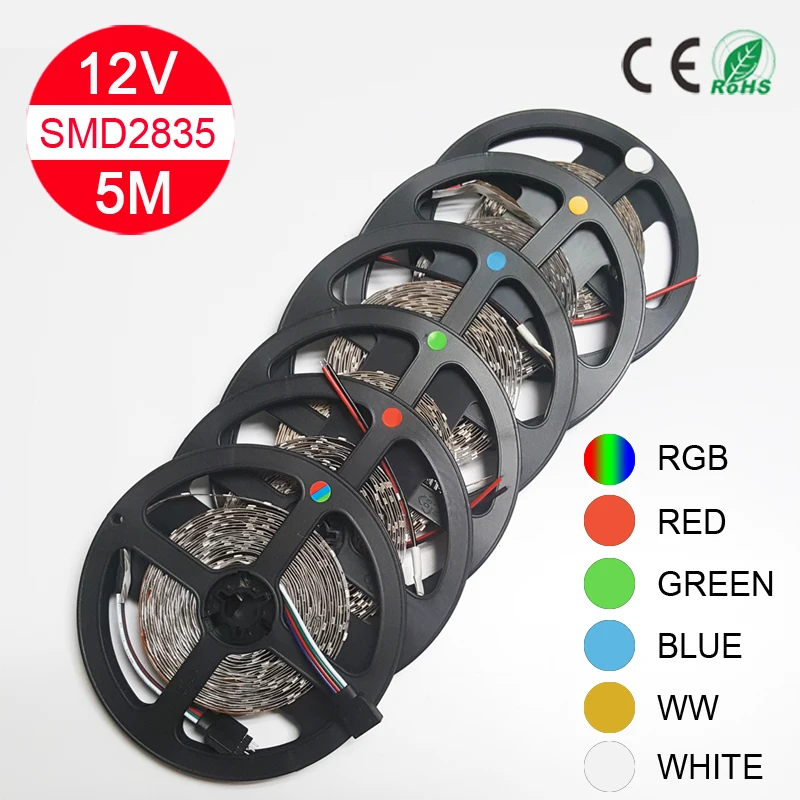 

5M Led Strip Light SMD 2835 60led/M 300LEDs Flexible Led Light String RGB Red Blue Green White for Christmas party