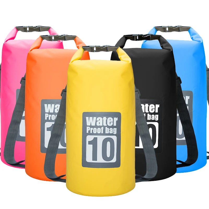 10L impermeable resistente al agua bolsa seca saco de almacenamiento paquete bolsa natación kayak piragüismo río Trekking pesca doble correas