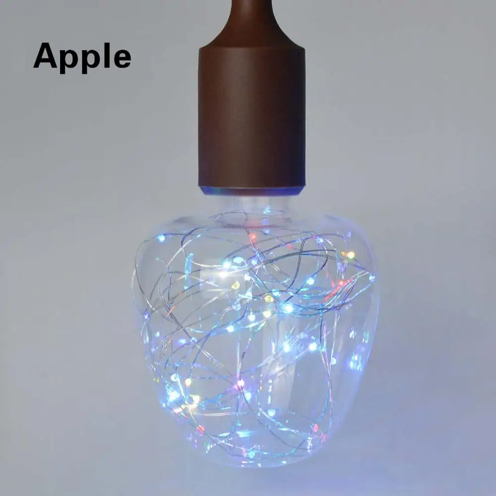 Винтажные дизайнерские лампочки Светодиодный светильник Эдисона E27 110 В 220 в сказочный светильник-гирлянда, сменная лампа накаливания, лампа для украшения свадебной вечеринки - Цвет: Apple Multicolor