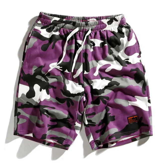 H.A.Sueno high street skateboard mens shorts hip hop camo mens short pants loose fit fashion sport shorts drop shipping /5 - Цвет: Purple