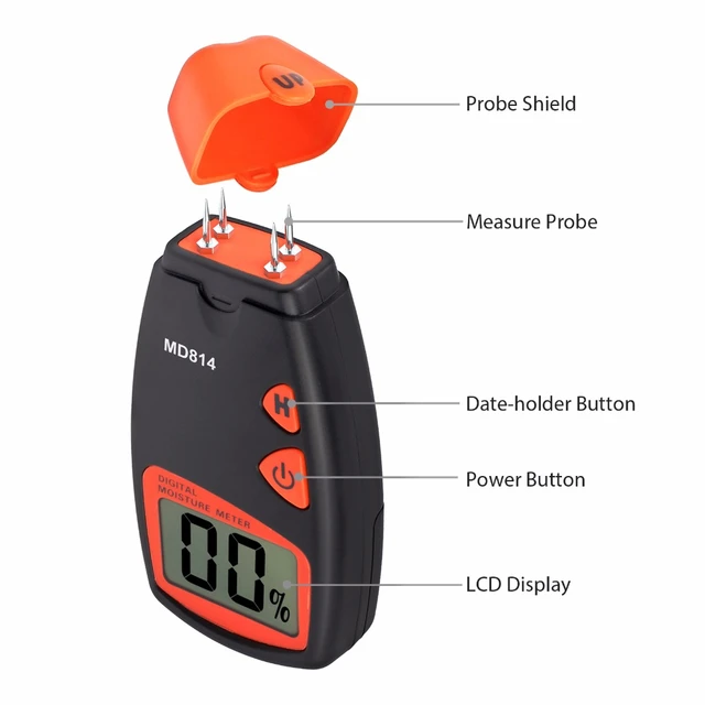 Neoteck Medidor de Humedad 4 Pines Detector de Humedad Probador de Humedad  para Paredes de Madera Yeso de Hormigón Ladrillo Caravanas Barcos y Otros  Materiales : : Bricolaje y herramientas