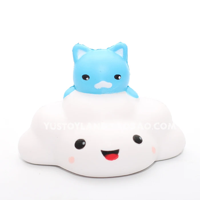 Slow Rising Kawaii Blue Cat on White Cloud Squishy Cute and Squishy