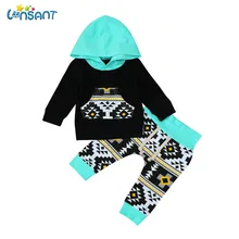 LONSANT/комплект одежды для маленьких мальчиков и девочек из 2 предметов, толстовка с геометрическим рисунком+ штаны, детские футболки с длинными рукавами