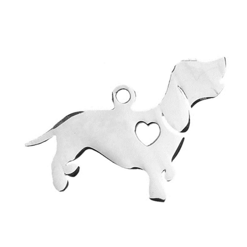 

DoreenBeads Fashion Customized 304 Stainless Steel Pet Silhouette Pendant Animal Silver Tone Heart Hollow Hole DIY Charms,1 PC