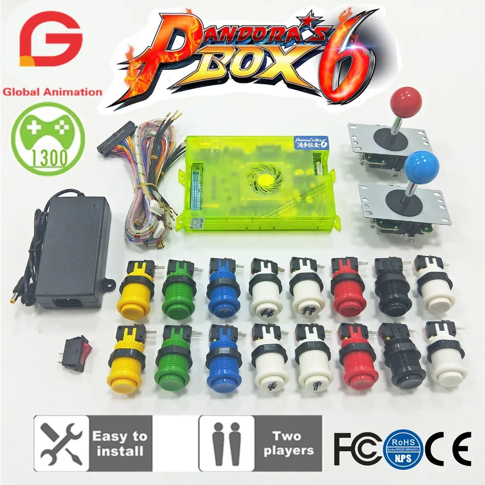 

2 Player DIY Arcade Kit Pandora Box 6 1300 In 1 Game Board And 5Pin Joystick American HAPP Style Push Button For Arcade Machine