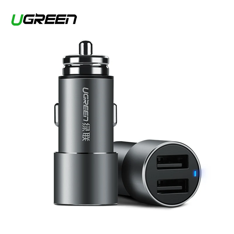 Ugreen 5 V 3.6A المعادن المزدوج USB سيارة شاحن آيفون X 8 7 XS Xiaomi mi9 سامسونج S8 S9 سريع العالمي سيارة الهاتف المحمول شاحن