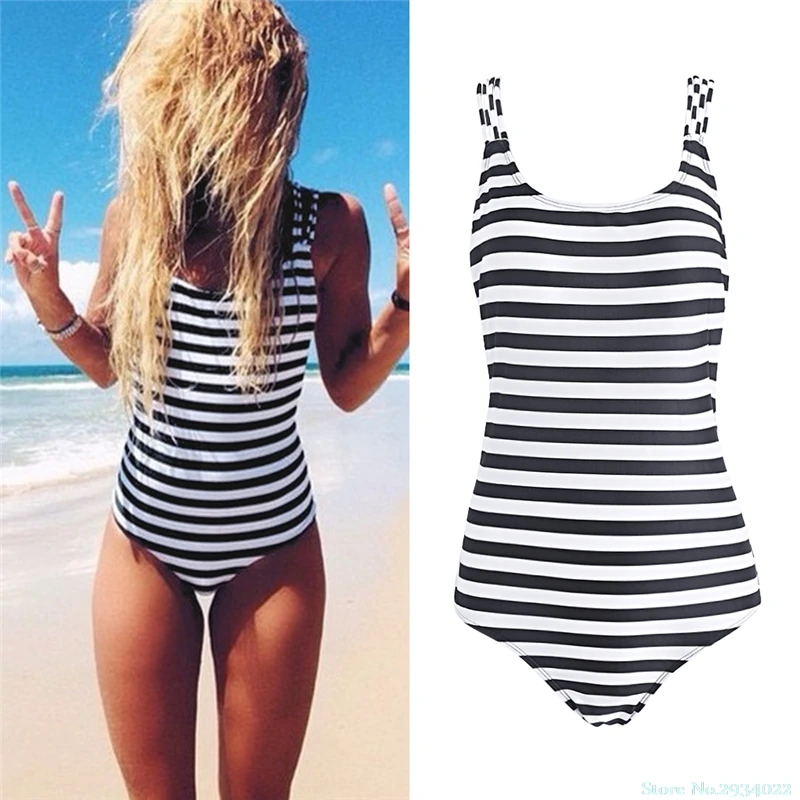 New Summer One set Swimsuit Monokini Women Stripe Swimw ear Push Up