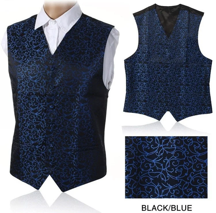 

Brand Wedding Men's Waistcoat Paisley Floral Slim Fit Waistcoat Sleeveles Suit Coletes Homem Vest 7Color Available