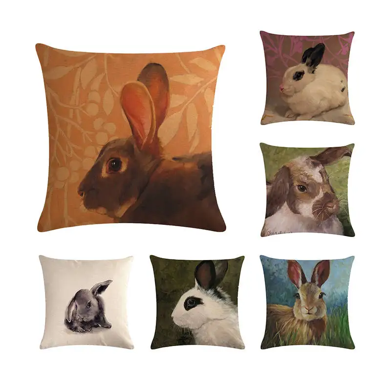

Lovely Bunny Home Decor Cushion Cover Cute Rabbit Throw Pillowcase Pillow Covers Home Decorative Cover Cotton 45 * 45 cm ZY293