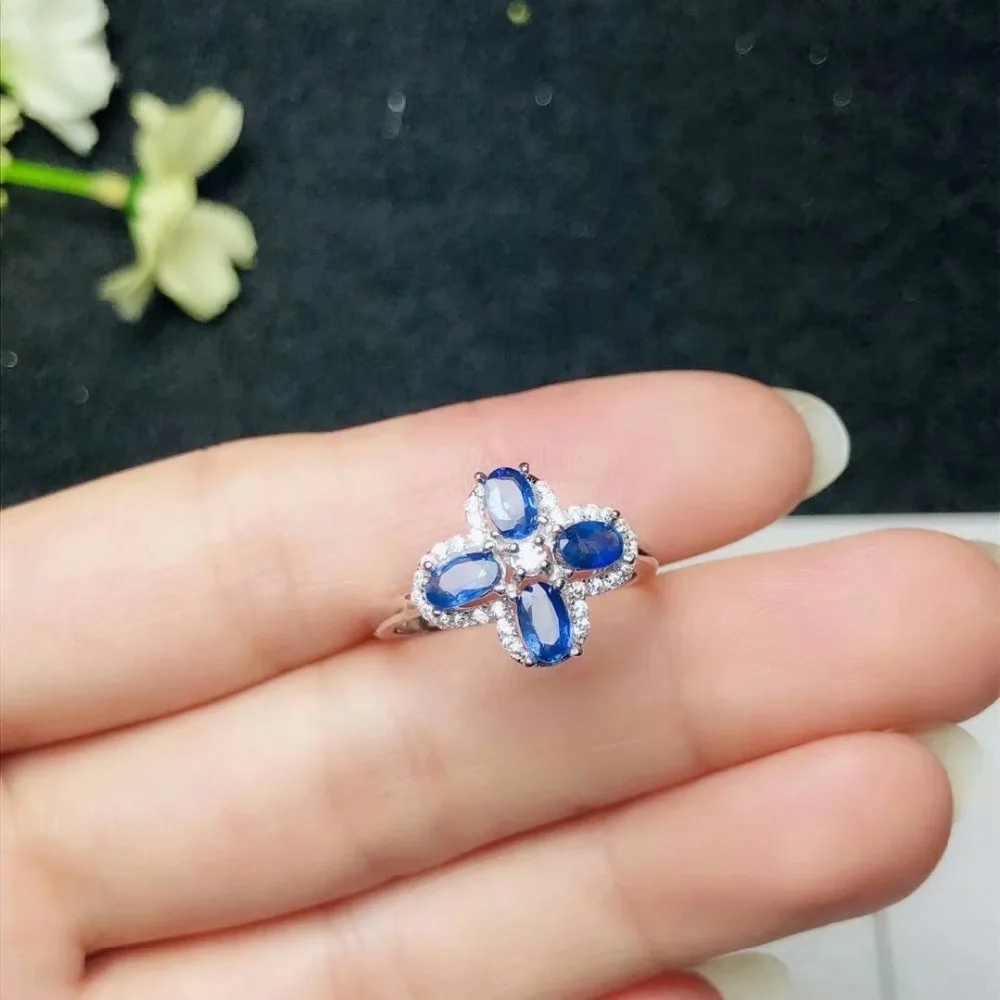 

shilovem 925 silver sterling natural Natural sapphire Ring fine Jewelry party Customizable trendy open new 2018 yhj030405agl