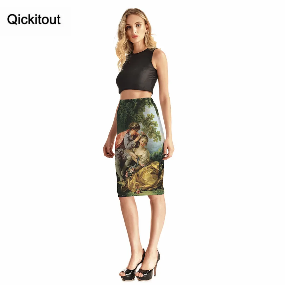 Qickitout/юбки, новинка,, женские сексуальные юбки с 3D принтом в виде леса, юбки с завышенной талией, посылка в стиле хип-хоп, Прямая поставка