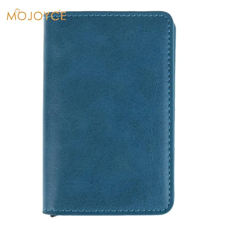 

Male Metal Card Holder RFID Aluminium Alloy Credit Card Holder PU Leather Wallet Antitheft Men Automatic RFID Wallet 2019