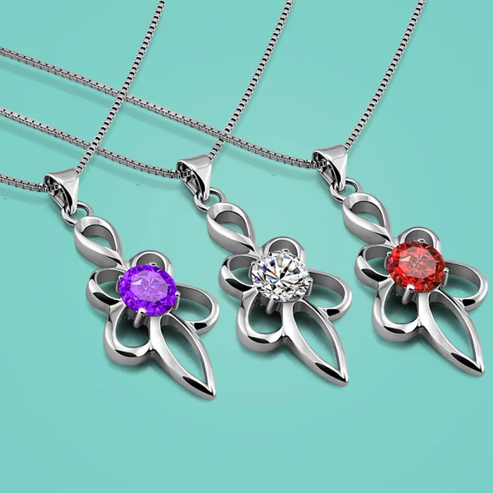 Женское ожерелье из серебра 925 пробы с фианитом|birthday present|sterling silver necklace925 sterling necklace